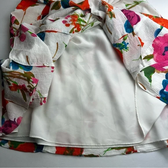 White Floral Maxi Skirt with Red & Pink Blooms - Picture 8 of 11